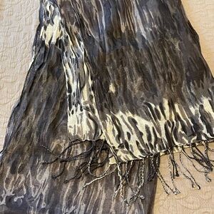 Animal Print Scarf with Fringe